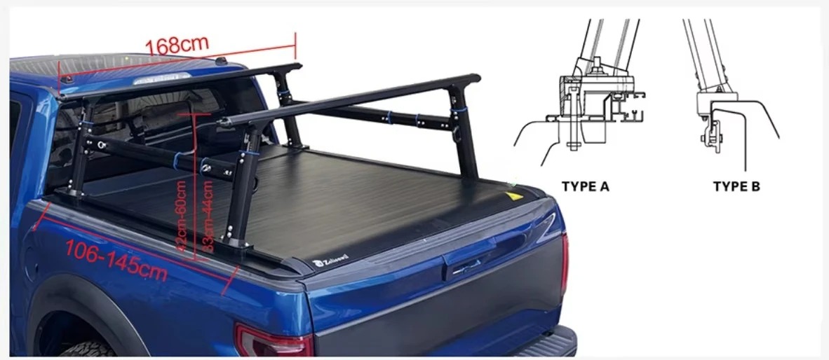 PX1 PX2 PX3 2012-2022 Amarok Hilux Navara Load Bed Cargo Rack for Roller Shutter Tonneau Cover